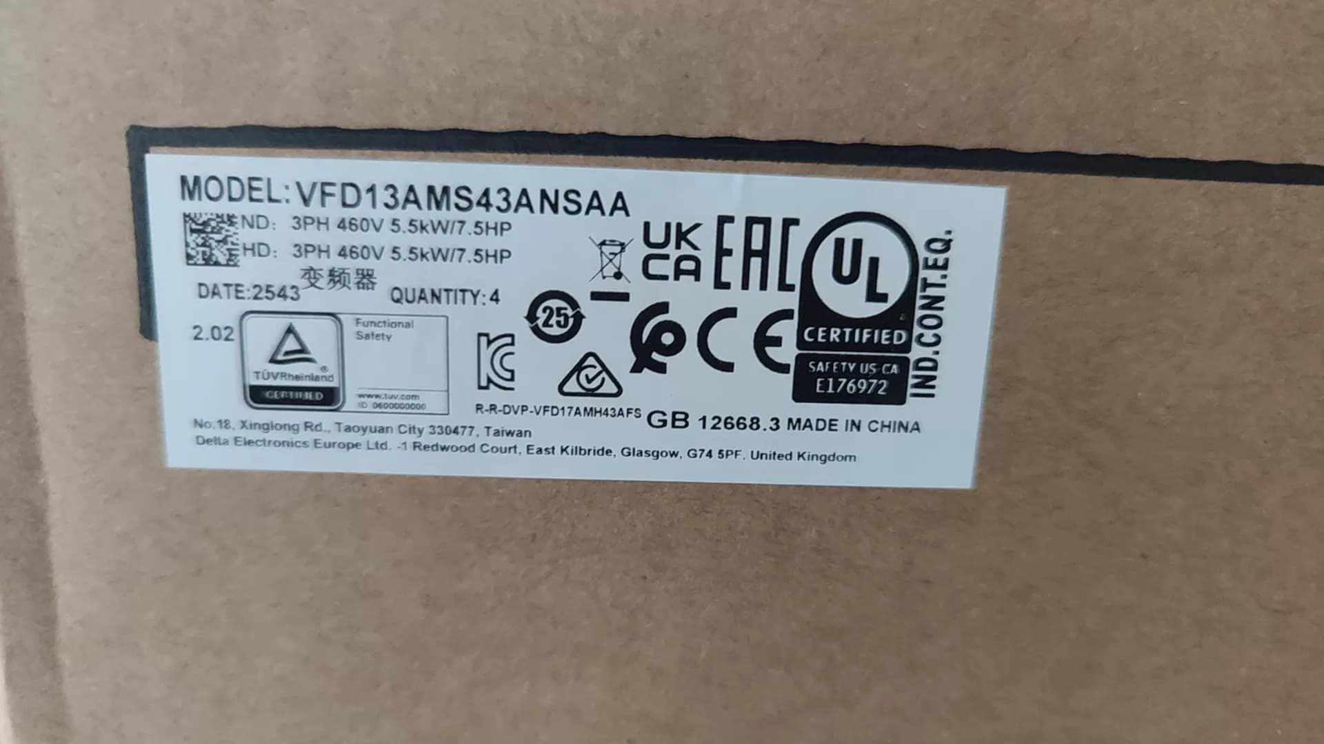 100% brand new original and genuine Delta VFD13AMH43ANSAA 5.5KW Frequency converters Drive Servo Motor