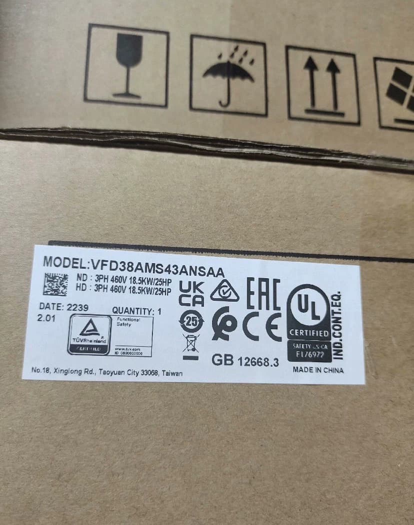 100% brand new original and genuine Delta VFD38AMS43ANSAA 380V/18.5KW Frequency converters Drive Servo Motor