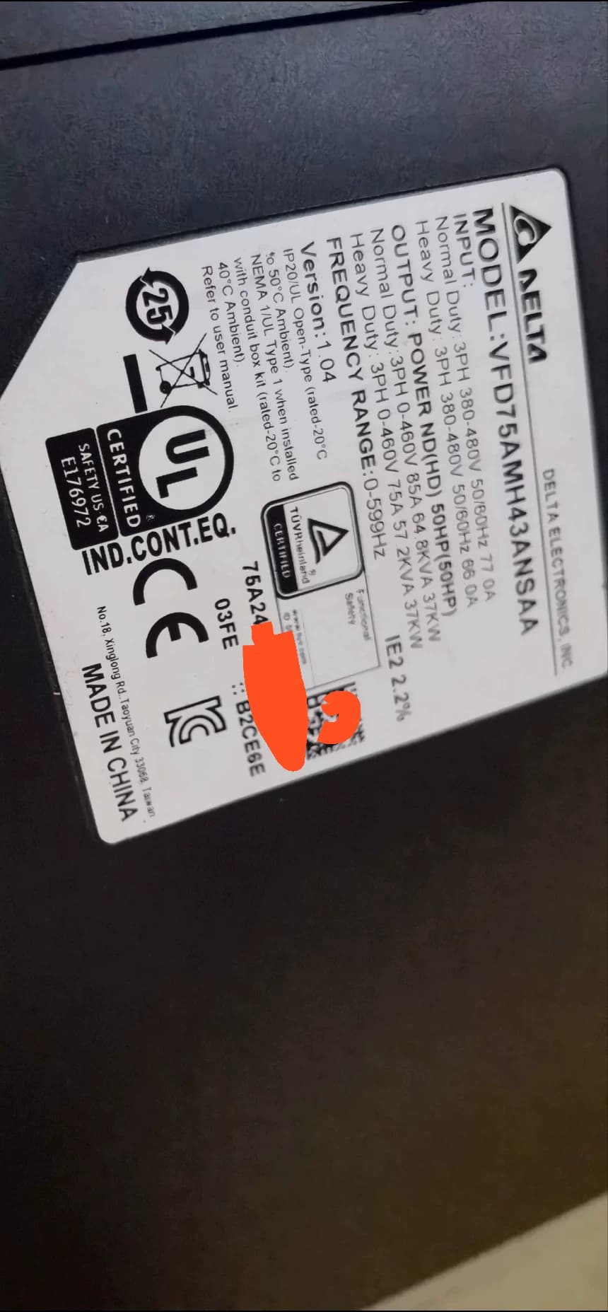 100% brand new original and genuine Delta VFD75AMH43ANSAA(37KW) Frequency converters Drive Servo Motor