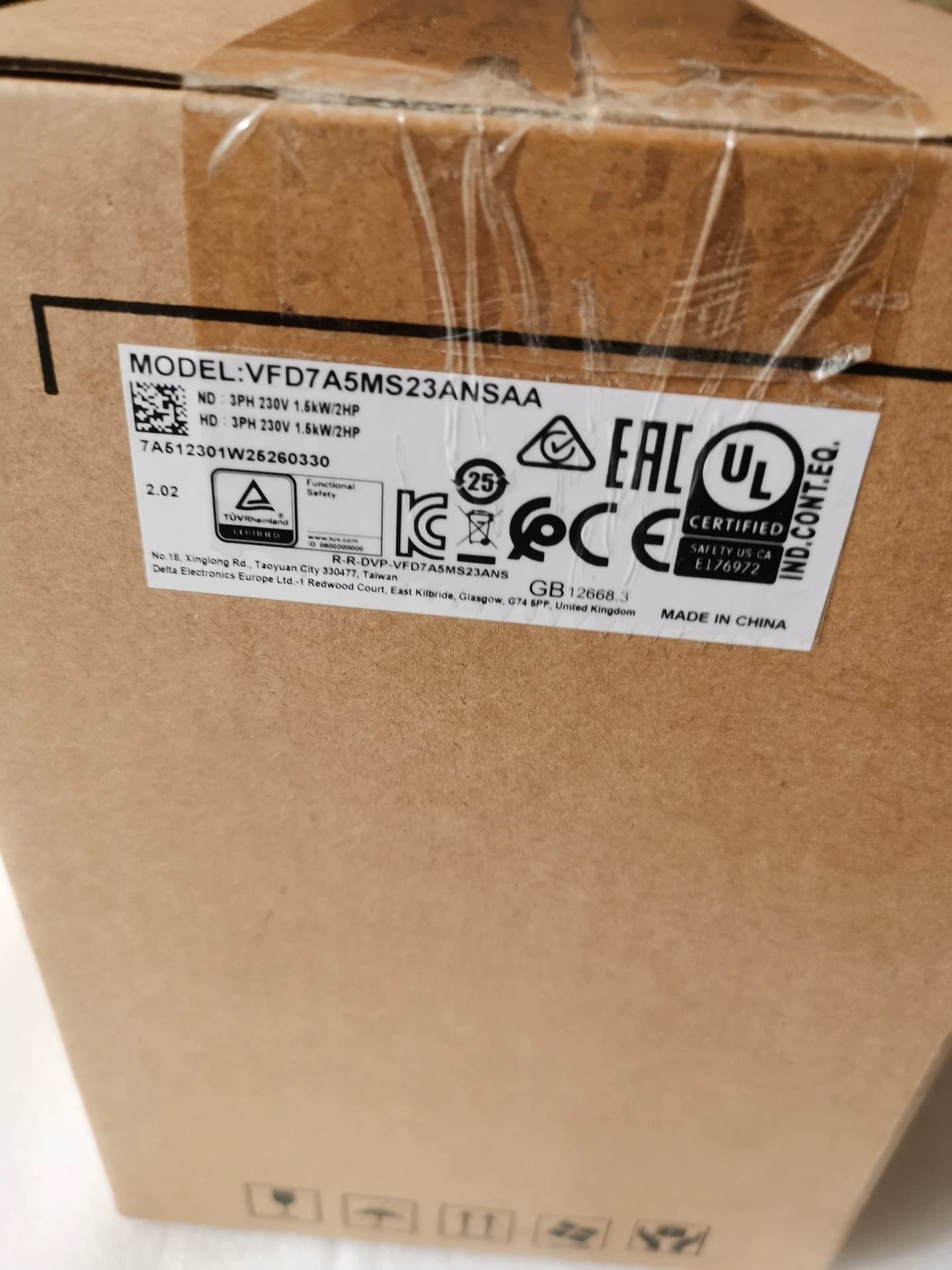 100% brand new original and genuine Delta VFD7A5MS23ANSAA 1.5KW three-phase220V Frequency converters Drive Servo Motor