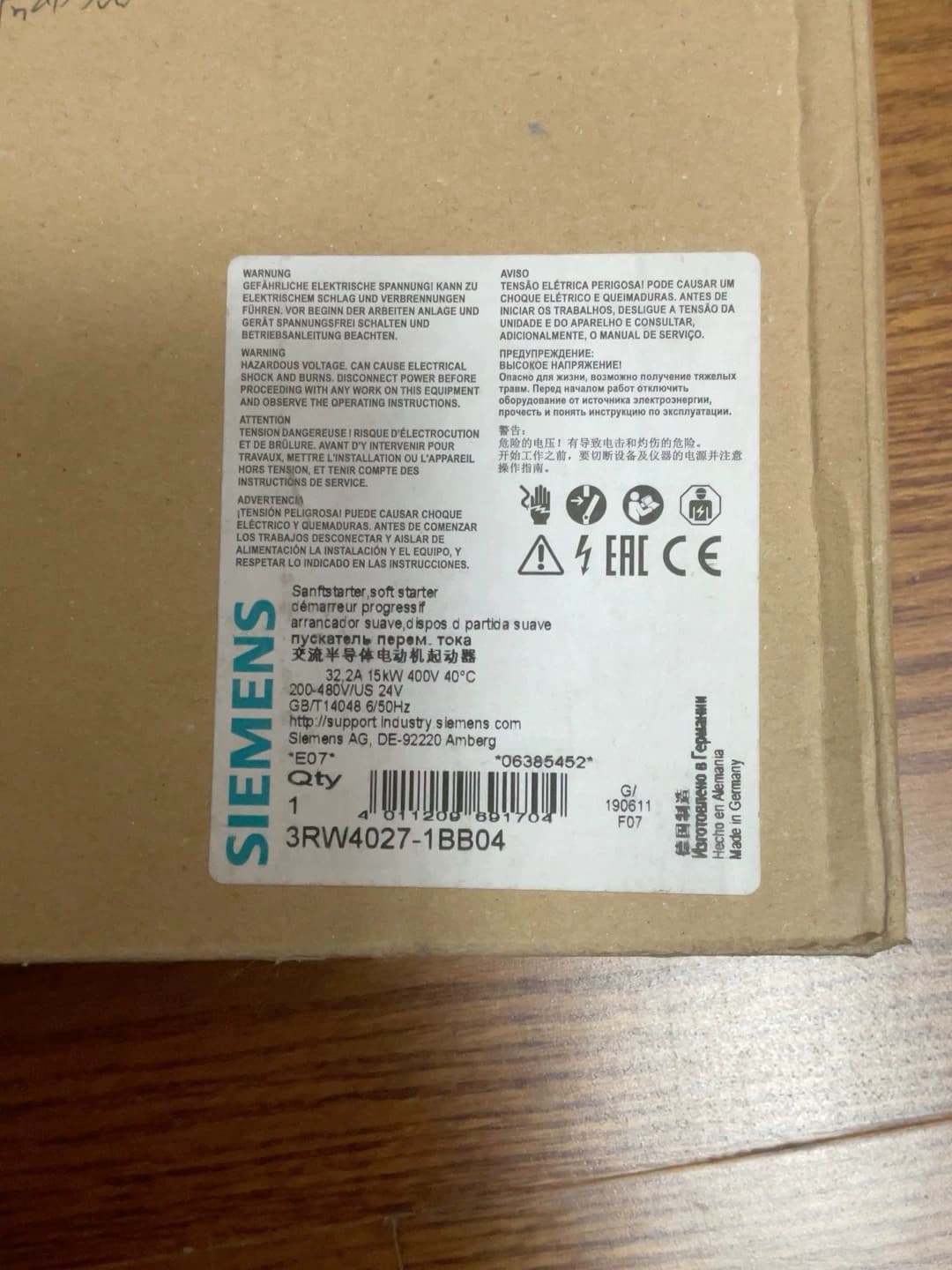 Brand-new, genuine, factory-direct Siemens 3RW4027-1BB04 Soft Starter SIRIUS SOFT STARTER