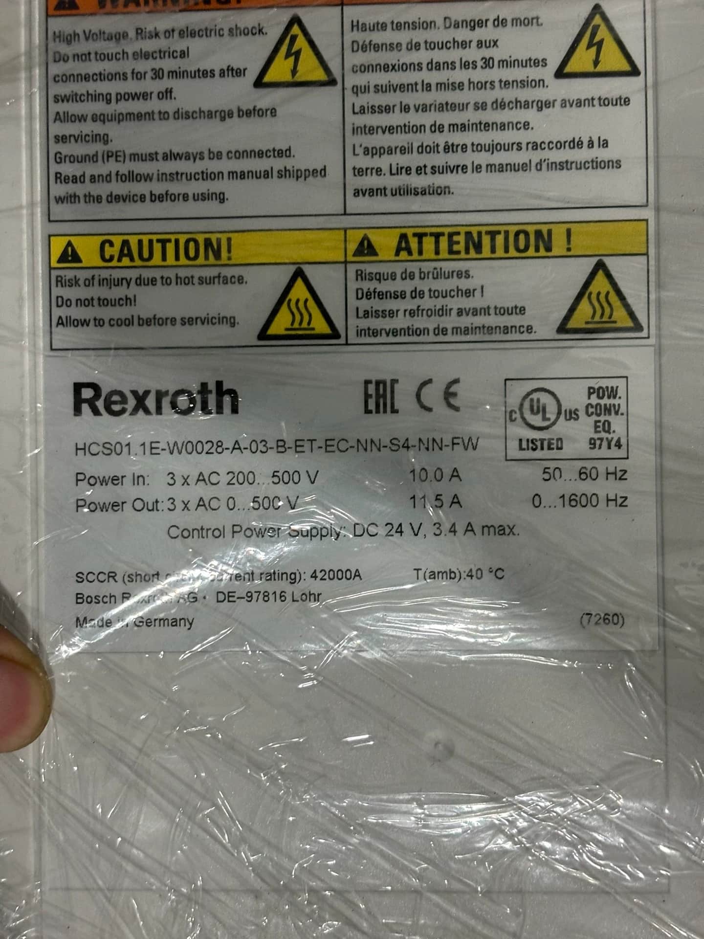 Brand New Original Bosch Rexroth Servo drive HCS01.1E-W0028-A-03-B-ET-EC-NN-S4-NN-FW Servo Motor Fast Shipping